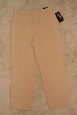 New Womens Briggs Dress Pants Sz 14 Tan Pull On Comfort Waist