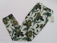 New ELIE TAHARI Size Large Floral Pant Botanical Slim Ankle Stretch Green Biege