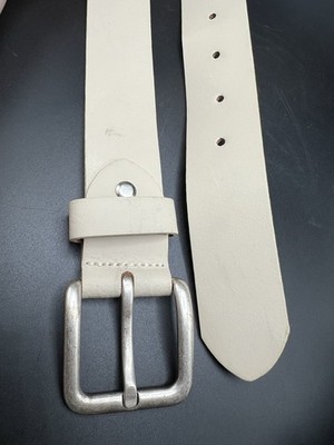 Vintage Sommerkind Italian Leather Belt Ivory Made in Italy Sz 35-36 Buckle