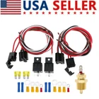 40A Dual Electric Radiator Cooling Fan Relay Kit Thermostat Temp Control Switch