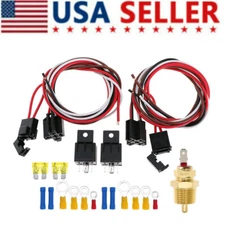 40A Dual Electric Radiator Cooling Fan Relay Kit Thermostat Temp Control Switch