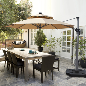 12ft 360 Rotation Aluminum Solar Led Patio Cantilever Umbrella Ebay