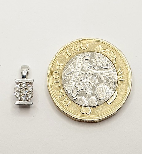 Fancy 9ct Gold Diamond Cluster 0.15ct White Gold Pendant Hallmarked - Picture 16 of 20