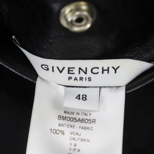 GIVENCHY Used Printed Back Biker Jacket Italy 48 Black Calfskin #AG985 S - Picture 19 of 22