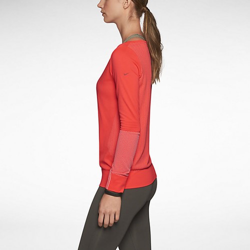 Nike 589296 Damen $ 85 Knit Epic Langarm Rundhalsausschnitt Oberteil nahtlos Shirt Laser - Bild 3 von 5