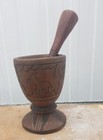 African Carved Heavy Wood Turned Mortar & Pestle Spice Grinder Makonde Tanzania