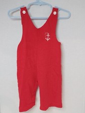 Vintage Carters Red Corduroy Bib Overalls Size 12 Months Anchor Sailor Pants