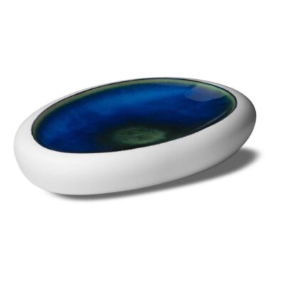 LE COQ PORCELAIN Abyssos Ovales Serviertablett 31,5x21 cm Porzellan Weiß/Blau