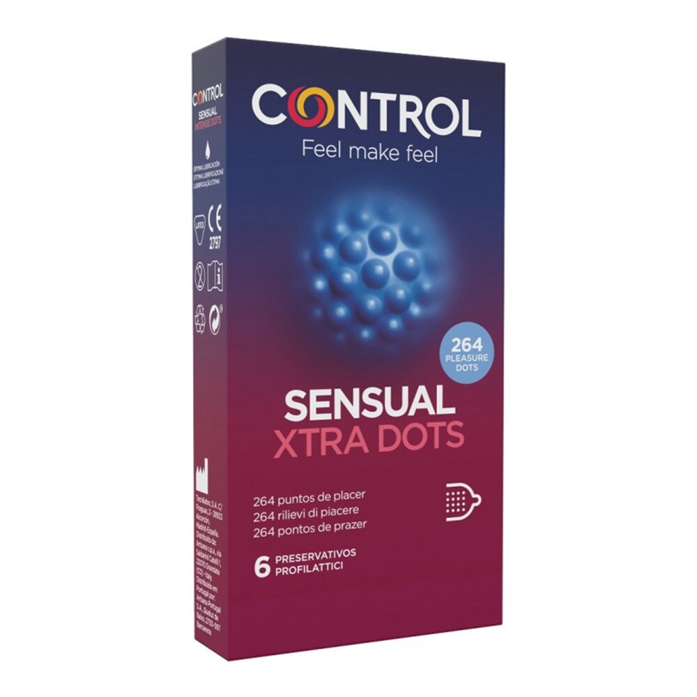 Control Stimulation - Sensual Xtra Dots Profilattico, 6 Profilattici