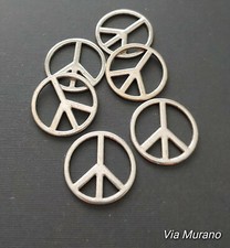 Antique Silver Pewter Round Peace Charm 20mm Sold in Pack of 6 Only 