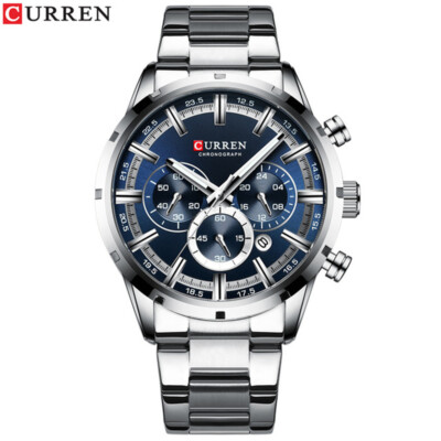 CURREN Men Wristwatch with Calendar Chronograph Business Male Steel Quartz Watch