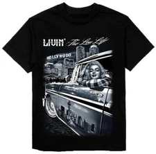 Low Rider Cruising Marilyn Monroe Mens Heavyweight T-Shirt Print On Shaka Wear T