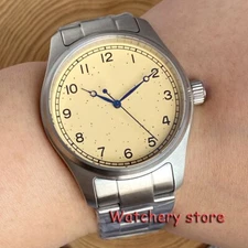 39mm Beige Ink dot dial Tandorio NH35A Automatic  Blue Hand 20ATM Men Watch