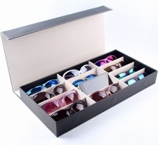 High-end Glasses Storage Box Grid PU Leather Sunglasses Display Box Glasses Disp