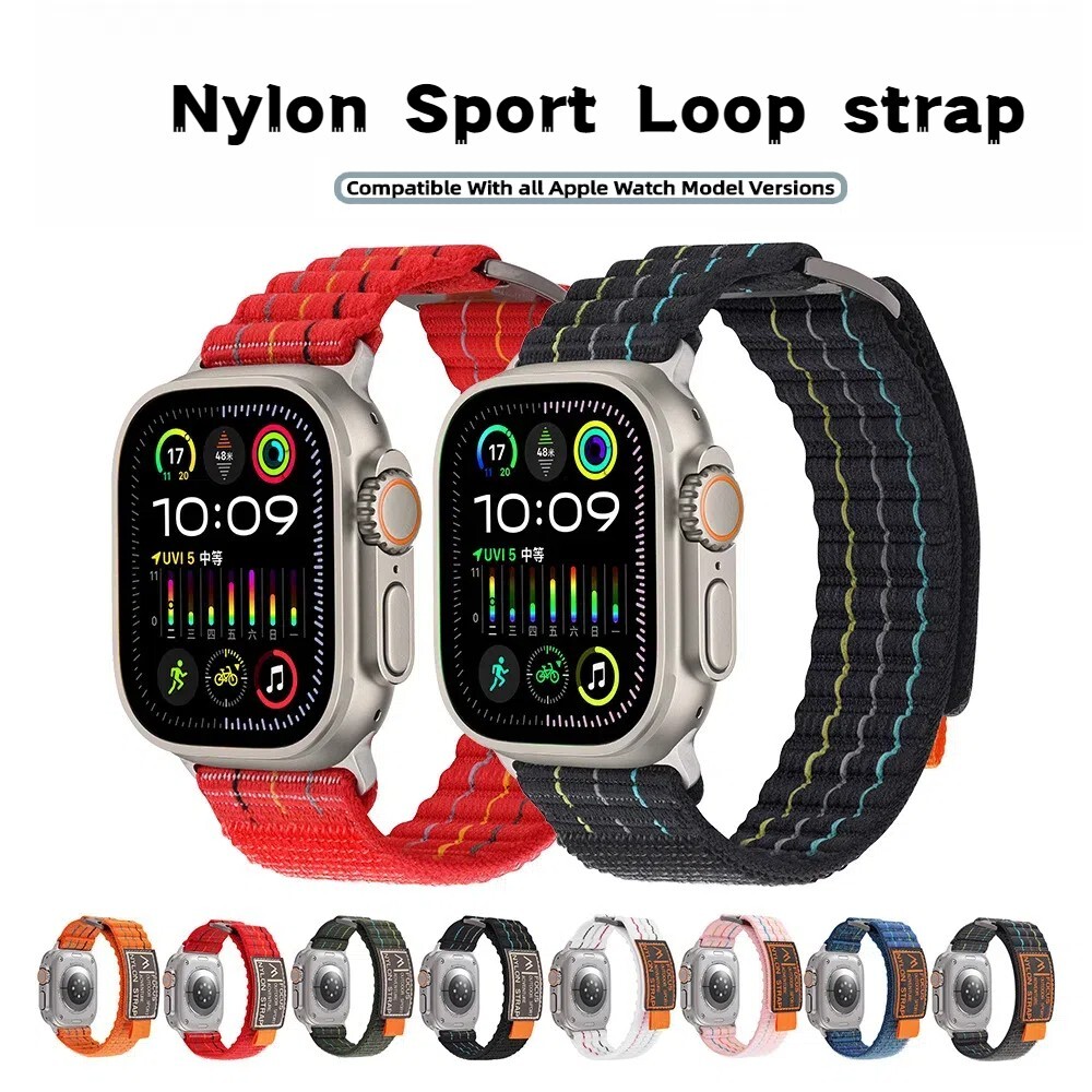 Nylon Sport Loop for Apple Watch 10 9 8 7 6 SE Ultra 2 44/45/46/49mm Band Strap