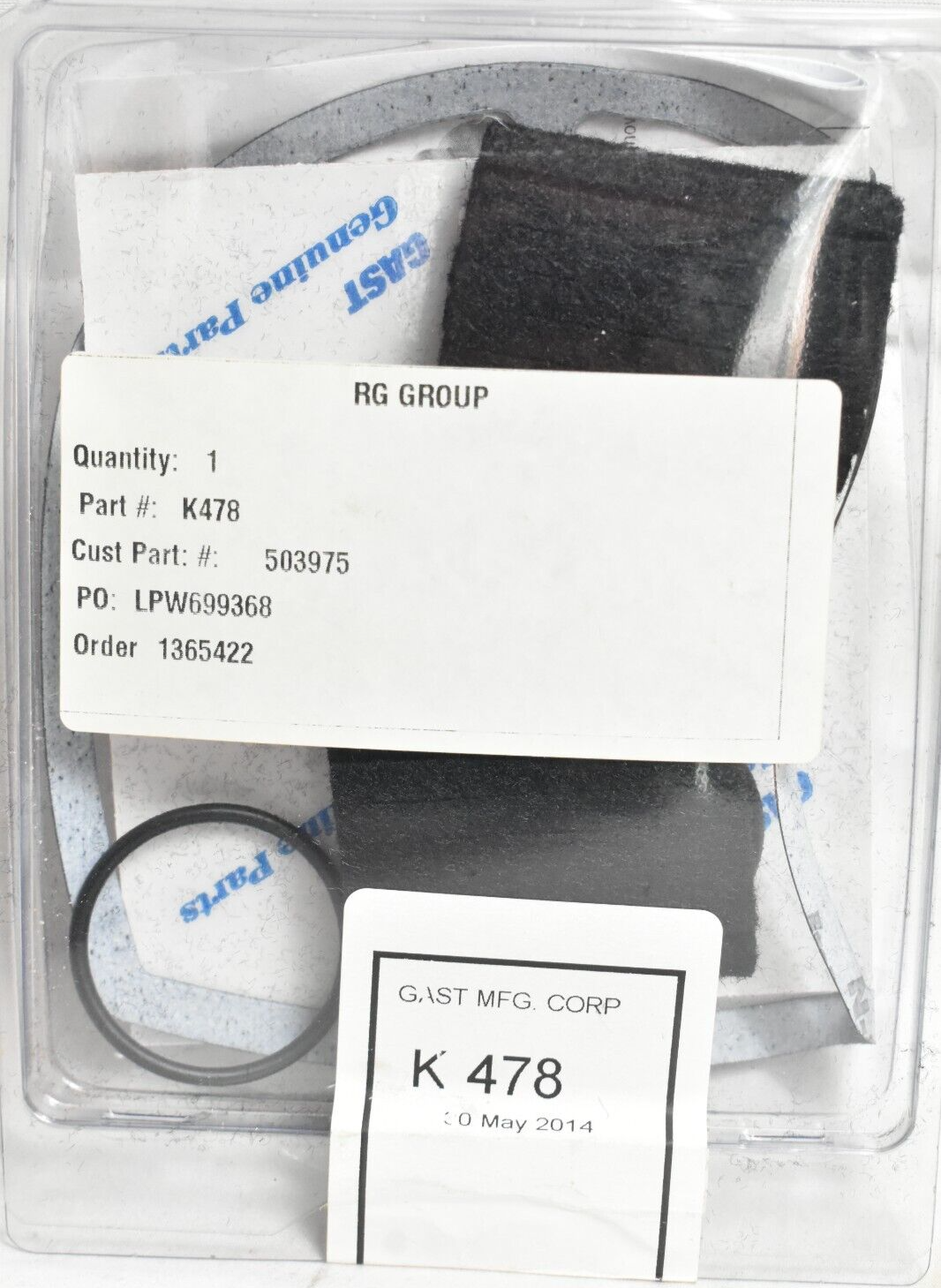 Gast K478 Service Repair Kit for 0523 Series Oil Less Vane Pumps eBay