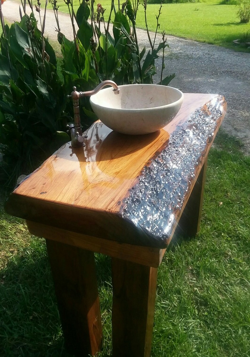 REVERSABLE Ancient Sinker Cypress Rustic Bath Vanity Wood Slab w