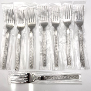 Frontier Airlines Forks Lot Of 8 Stainless Japan In Original Plastic Sleeve