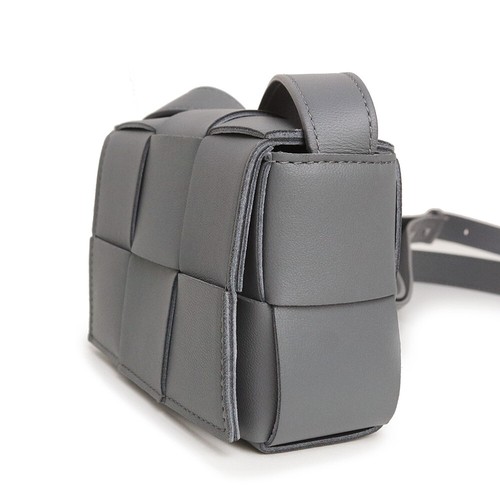 BOTTEGA VENETA Cassette Candy Mini Crossbody Pouch Lambskin, Gray 666688 - Picture 6 of 11