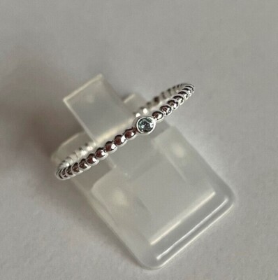 Silberring 925 Silber mit mini Swarovski Stein in blau, Gr. 44 bis 66 - fein