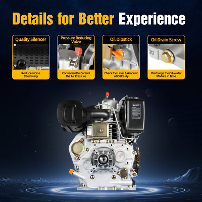 186F Diesel Engine 10HP 4 Stroke 418cc Air-Cooled Single Cylinder Machinery USA