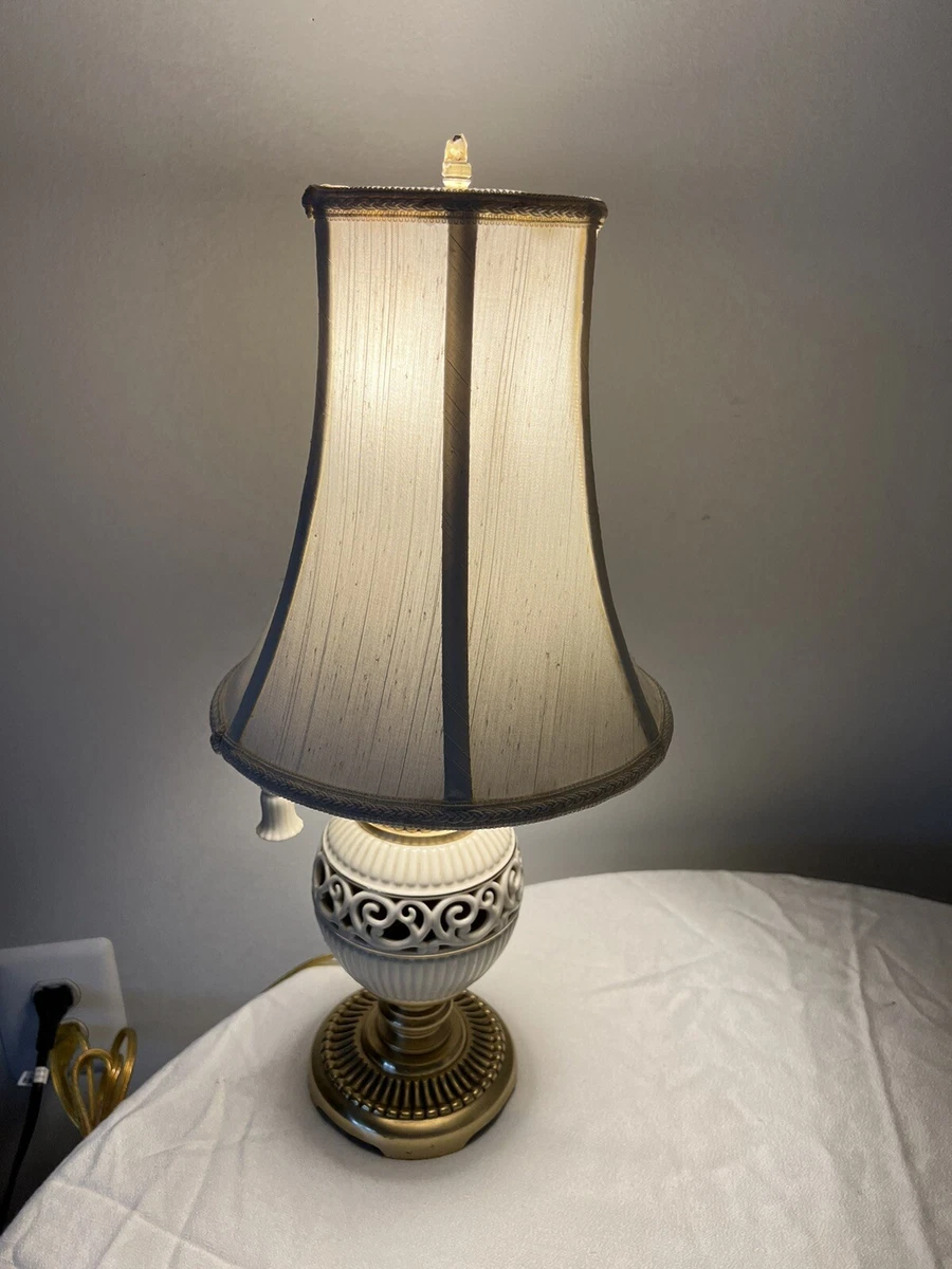 Lenox by Quoizel Table Lamp with Brass Pierced Porcelain formal