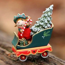 Wee Forest Folk Miniature Figurine M-744a - Elf Sleigh Ride