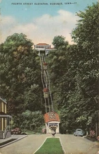 Dubuque, IOWA - Fourth Street Elevator - 1962 - LINEN - Incline, 5¢ Ride