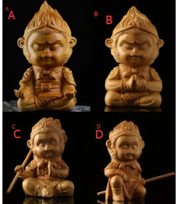 7X4.5X4 cm Carved Boxwood carving : Monkey King （ 4 Styles)