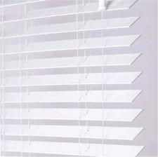 Image of Made to Measure Faux Wood Venetian Blind 50mm White Slats Easy Fit Custom Size