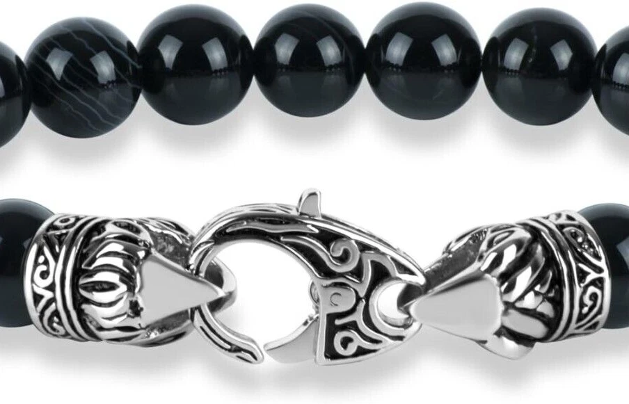 Pulsera HELEN ANDREWS 18 (10 mm) Genuina de Cuentas de Ágata Negra - NUEVA PARA 2024-25 Foto 2 de 2