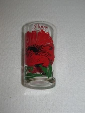 Boscul Peanut Butter Drinking Glass Tumbler Red Poppy Flowers MCM Retro Vtg 5"