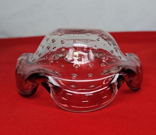 Cenicero burbuja de Murano baratija cuenco de colección festoneado bullicante amatista arte violeta - Imagen 2 de 11