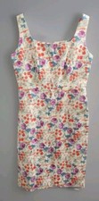 Ann Taylor Floral Sleeveless Square Neck Sheath Dress Size 2 100% Cotton