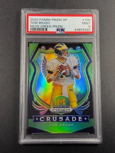 TOM BRADY 2020 PANINI PRIZM DRAFT #100 NEON GREEN PRIZM PARALLEL /125 PSA 9