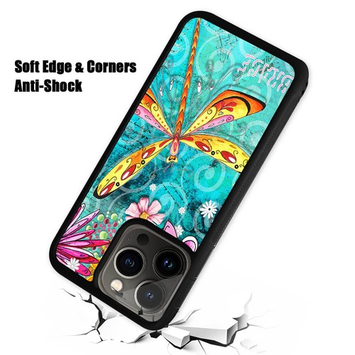 ( For iPhone 14 Pro ) Back Case Cover H23128 Flower Dragonfly - Picture 5 of 7