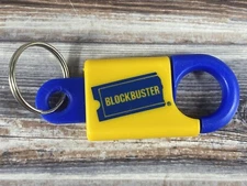 Vintage Blockbuster Video Keychain - Blue & Yellow - New Old Stock