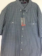 Roundtree Yorke Travel 2XB Button Front Big & Tall Short Sleeve Blue NWT Mens