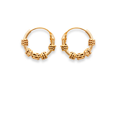 Ethnische Ohrringe Aus 18 Karat Vergoldetem Gold Bali Creolen - 12 Mm