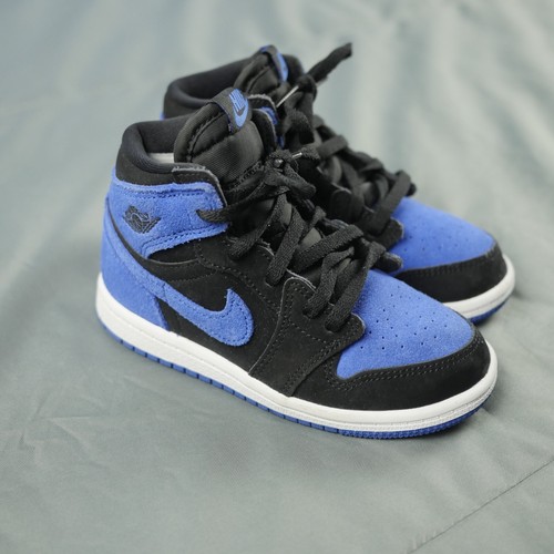 Air Jordan 1 Shoes PS 9c Blue Mid SE Royal Black Toe Toddler Sneakers Kids - Picture 2 of 11