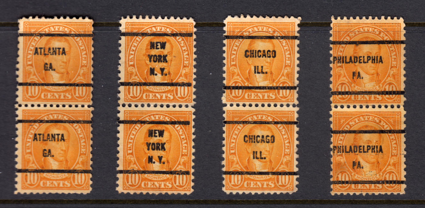 US STAMP # 642 PRE CANCEL PAIRS GA, NY, ILL, PA H1815 J | eBay