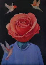 People and flowers(Original artwork with the artist's signature）