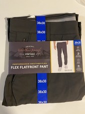 Weatherproof Vintage Performance Weather-Flex Flat Front Pant,Charcoal, Sz 36x30