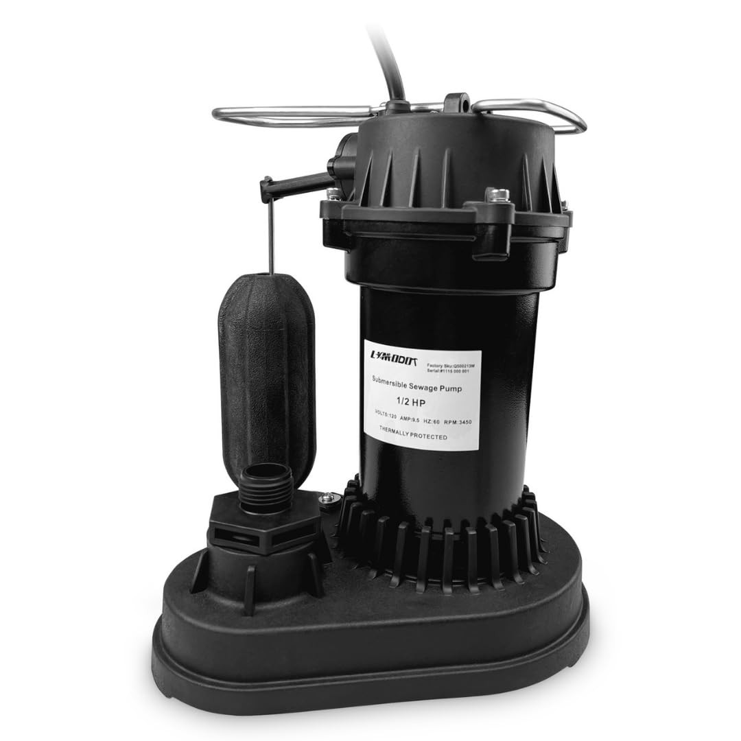 1/2 HP Submersible Sump Pump with Vertical Float Switch for Portable Water Removal