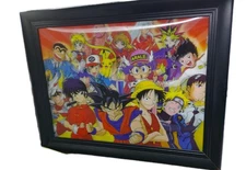 Art - Anime - Luffy, Goku, Pikachu & More - lenticular 3D Framed 18x14 