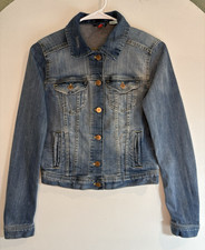 H&M Womens 6 Blue Button Front Collared Pocke...