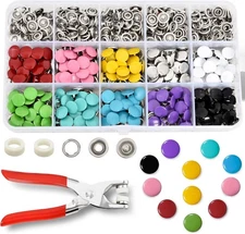 200 Sets Snap Button Kit, 9.5mm 10 Colors Snaps for Clothing, Snap Fastener T...