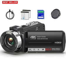 Camcorder Video Camera 4K UHD 80MP Autofocus Vlogging YouTube Webcam Rotatable