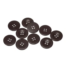 10pcs Resin Sewing Buttons 1-1/4" Round Flat 4-Hole Craft Buttons Dark Brown
