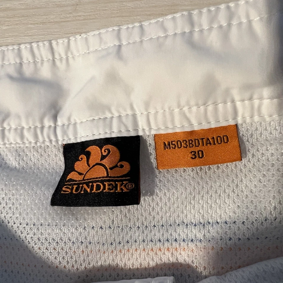 Sundek Hombres Bañador Pantalones Cortos Malla Forrado Traje de Baño Blanco Nylon 30 Playa Crucero Foto 4 de 4